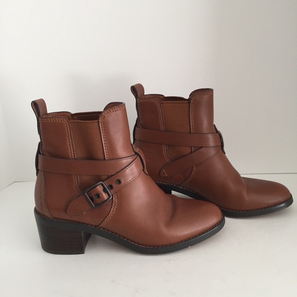 Coach Women's Buckle Chelsea Ankle Boots FG1002 Leather Dark Saddle Brown 7.5B - Picture 3 of 16